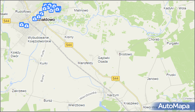 mapa Gajówki Osada, Gajówki Osada na mapie Targeo