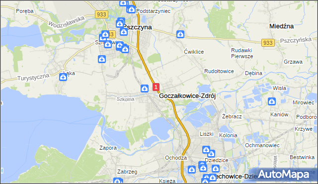 mapa Goczałkowice-Zdrój, Goczałkowice-Zdrój na mapie Targeo
