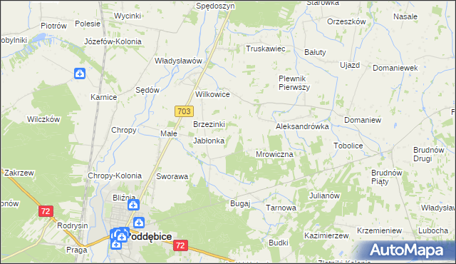 mapa Golice gmina Poddębice, Golice gmina Poddębice na mapie Targeo
