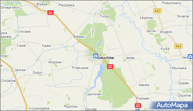 mapa Gołuchów powiat pleszewski, Gołuchów powiat pleszewski na mapie Targeo