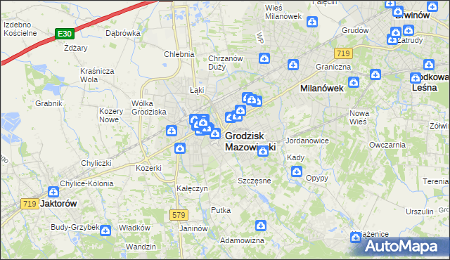mapa Grodzisk Mazowiecki, Grodzisk Mazowiecki na mapie Targeo