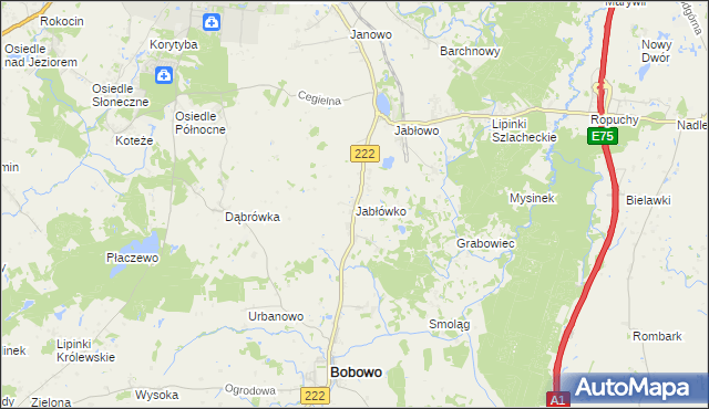 mapa Jabłówko gmina Bobowo, Jabłówko gmina Bobowo na mapie Targeo