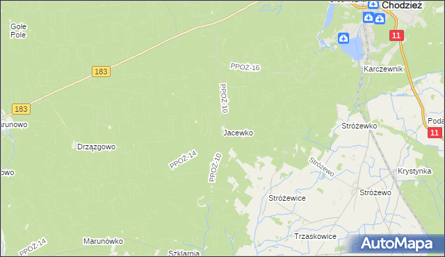 mapa Jacewko, Jacewko na mapie Targeo