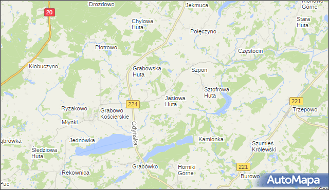 mapa Jasiowa Huta, Jasiowa Huta na mapie Targeo