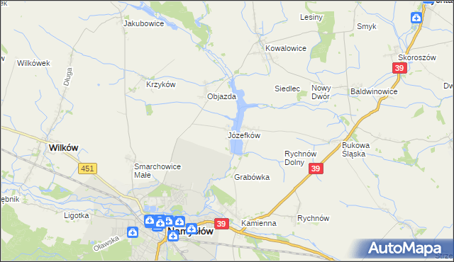 mapa Józefków gmina Namysłów, Józefków gmina Namysłów na mapie Targeo