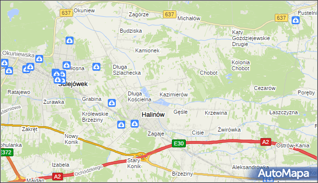 mapa Kazimierów gmina Halinów, Kazimierów gmina Halinów na mapie Targeo