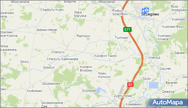 mapa Kocięcin-Tworki, Kocięcin-Tworki na mapie Targeo