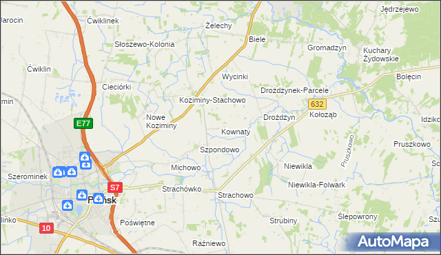 mapa Kownaty gmina Płońsk, Kownaty gmina Płońsk na mapie Targeo