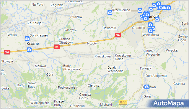 mapa Kraczkowa, Kraczkowa na mapie Targeo