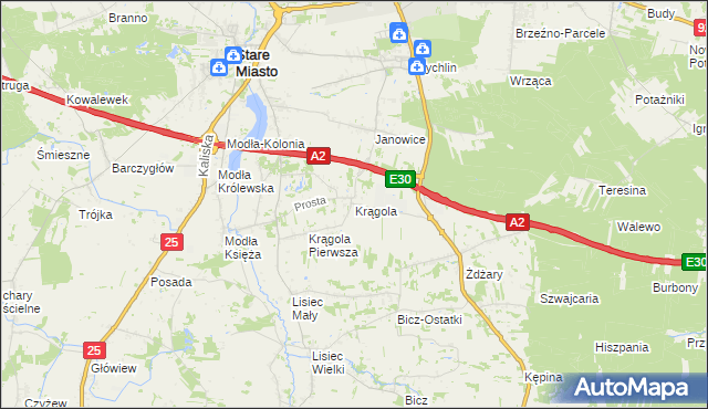 mapa Krągola, Krągola na mapie Targeo