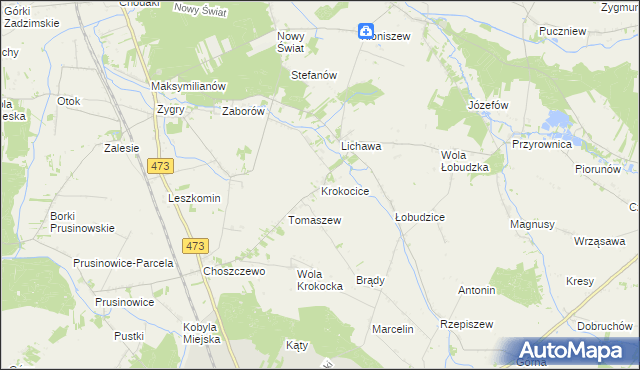 mapa Krokocice, Krokocice na mapie Targeo