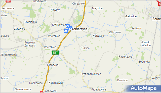 mapa Kuklice, Kuklice na mapie Targeo