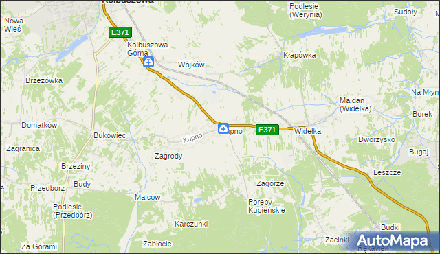 mapa Kupno gmina Kolbuszowa, Kupno gmina Kolbuszowa na mapie Targeo