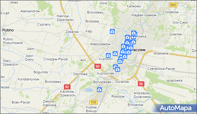 mapa Kuznocin gmina Sochaczew, Kuznocin gmina Sochaczew na mapie Targeo