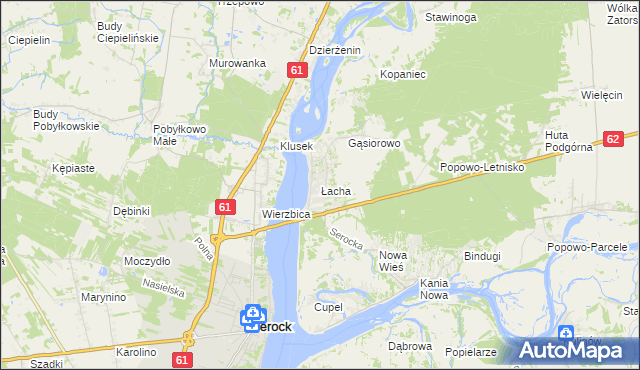 mapa Łacha gmina Serock, Łacha gmina Serock na mapie Targeo