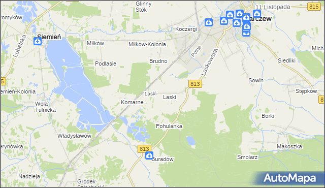 mapa Laski gmina Parczew, Laski gmina Parczew na mapie Targeo