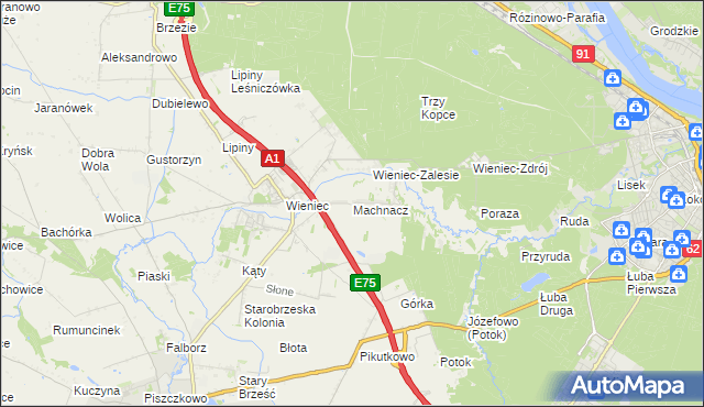 mapa Machnacz gmina Brześć Kujawski, Machnacz gmina Brześć Kujawski na mapie Targeo