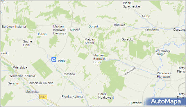 mapa Majdan Borowski Drugi, Majdan Borowski Drugi na mapie Targeo