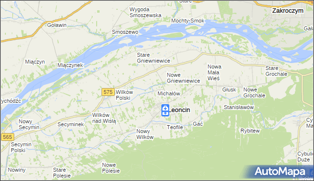 mapa Michałów gmina Leoncin, Michałów gmina Leoncin na mapie Targeo