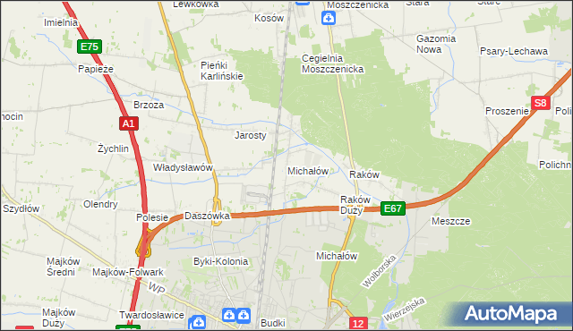 mapa Michałów gmina Moszczenica, Michałów gmina Moszczenica na mapie Targeo