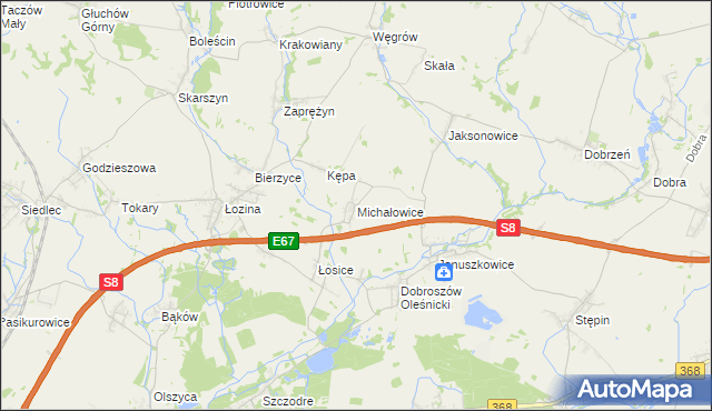 mapa Michałowice gmina Długołęka, Michałowice gmina Długołęka na mapie Targeo