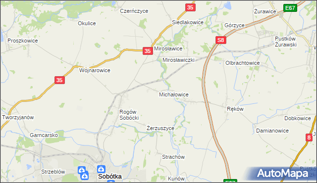 mapa Michałowice gmina Sobótka, Michałowice gmina Sobótka na mapie Targeo
