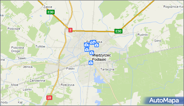 mapa Międzyrzec Podlaski, Międzyrzec Podlaski na mapie Targeo