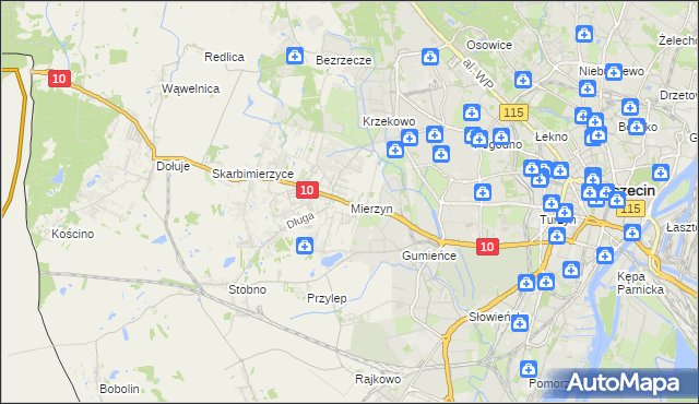 mapa Mierzyn gmina Dobra (Szczecińska), Mierzyn gmina Dobra (Szczecińska) na mapie Targeo
