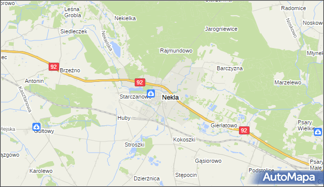 mapa Nekla powiat wrzesiński, Nekla powiat wrzesiński na mapie Targeo