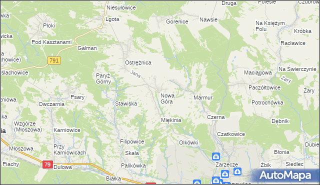mapa Nowa Góra gmina Krzeszowice, Nowa Góra gmina Krzeszowice na mapie Targeo