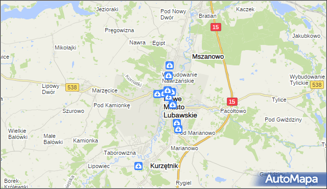 mapa Nowe Miasto Lubawskie, Nowe Miasto Lubawskie na mapie Targeo