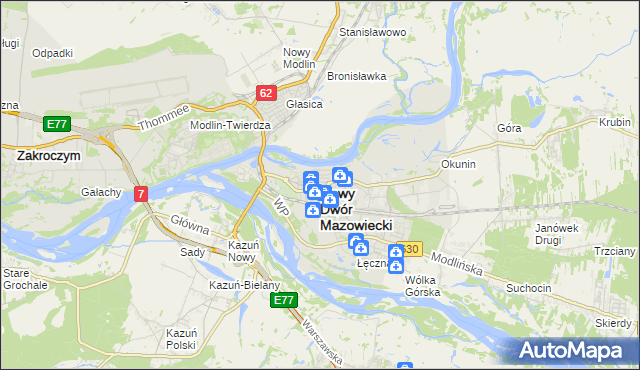 mapa Nowy Dwór Mazowiecki, Nowy Dwór Mazowiecki na mapie Targeo