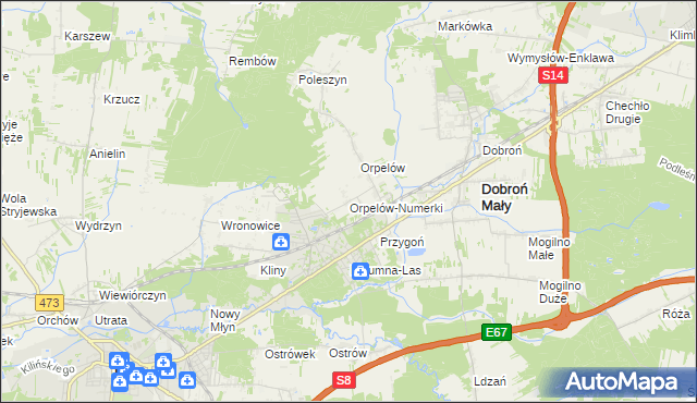 mapa Orpelów-Numerki, Orpelów-Numerki na mapie Targeo