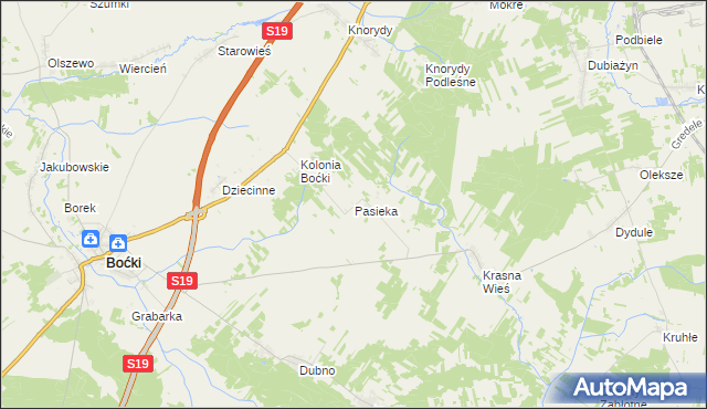 mapa Pasieka gmina Boćki, Pasieka gmina Boćki na mapie Targeo