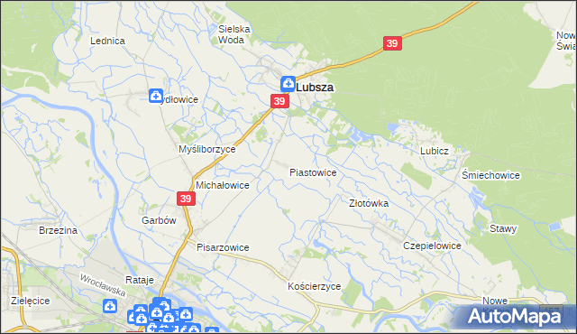 mapa Piastowice gmina Lubsza, Piastowice gmina Lubsza na mapie Targeo
