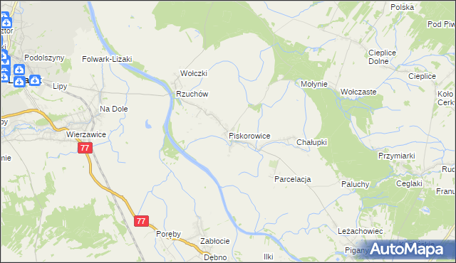 mapa Piskorowice, Piskorowice na mapie Targeo