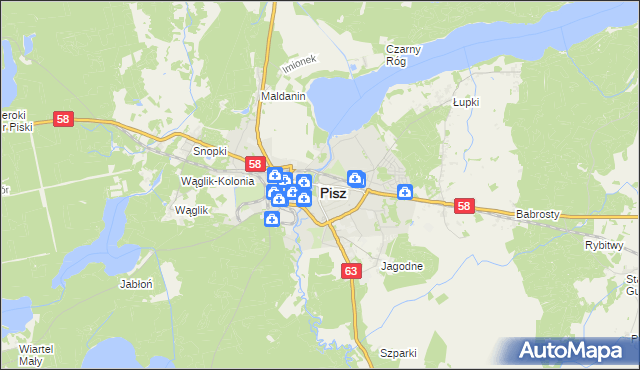 mapa Pisz, Pisz na mapie Targeo
