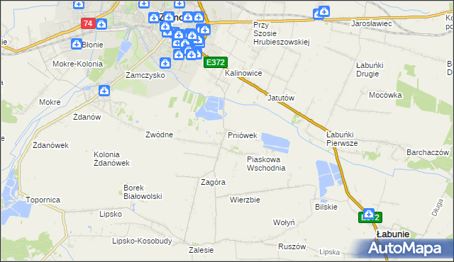 mapa Pniówek gmina Zamość, Pniówek gmina Zamość na mapie Targeo