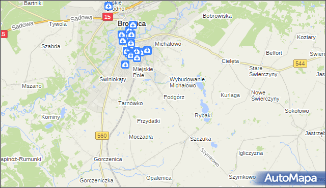 mapa Podgórz gmina Brodnica, Podgórz gmina Brodnica na mapie Targeo