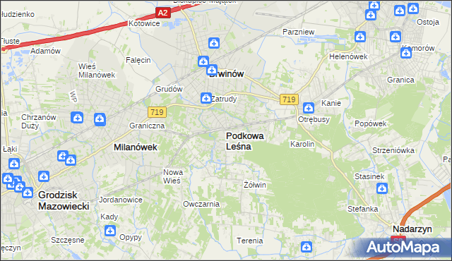 mapa Podkowa Leśna, Podkowa Leśna na mapie Targeo