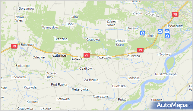 mapa Przeczów gmina Łubnice, Przeczów gmina Łubnice na mapie Targeo