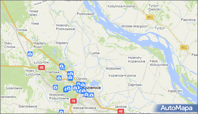 mapa Przewóz gmina Kozienice, Przewóz gmina Kozienice na mapie Targeo