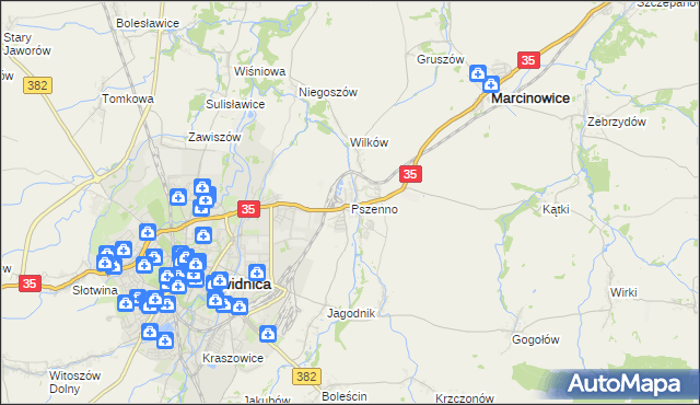 mapa Pszenno, Pszenno na mapie Targeo