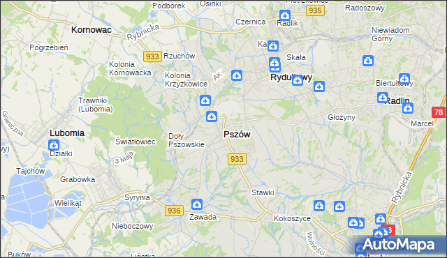 mapa Pszów, Pszów na mapie Targeo