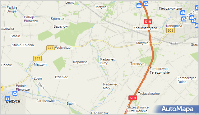 mapa Radawiec Duży, Radawiec Duży na mapie Targeo