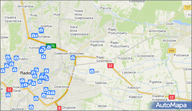 mapa Rajec Szlachecki, Rajec Szlachecki na mapie Targeo