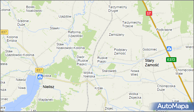 mapa Ruskie Piaski, Ruskie Piaski na mapie Targeo