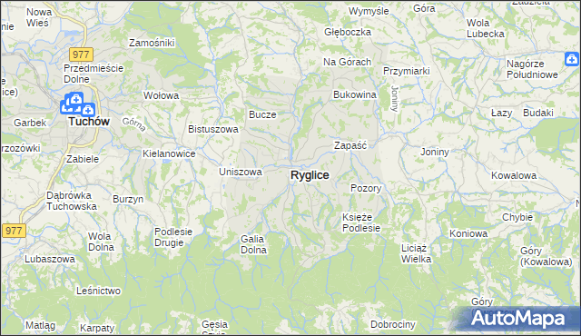 mapa Ryglice, Ryglice na mapie Targeo