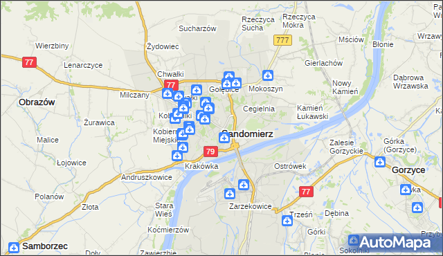 mapa Sandomierza, Sandomierz na mapie Targeo