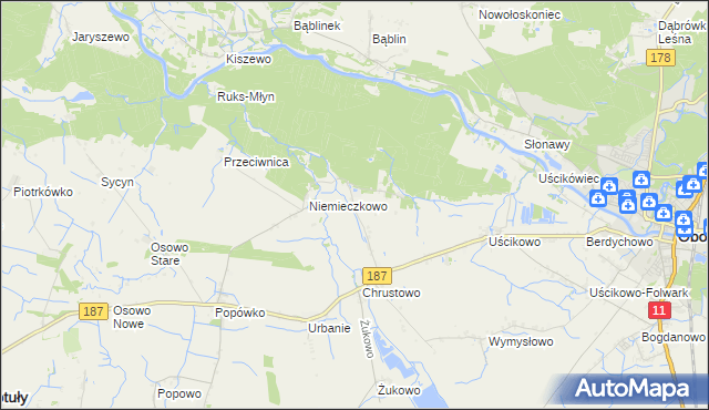 mapa Sławienko gmina Oborniki, Sławienko gmina Oborniki na mapie Targeo